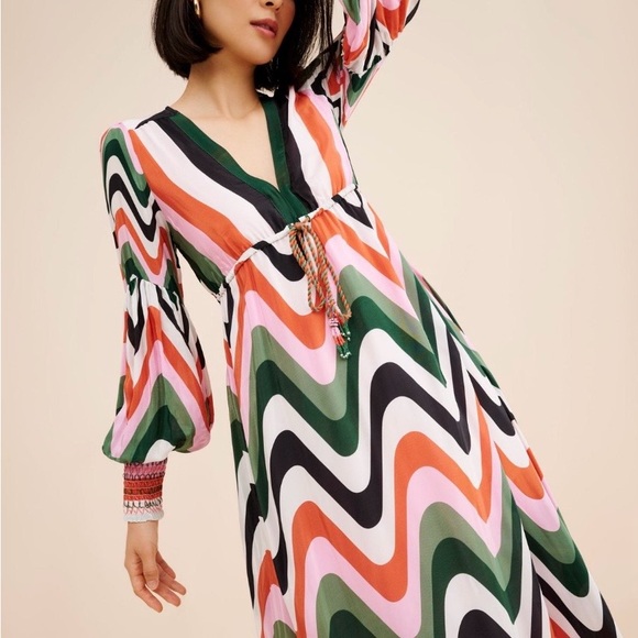 FARM Rio Dresses & Skirts - FARM Rio Vibrant Long Sleeve Dress